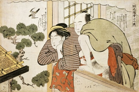 Lovers on a Balcony, by Shuncho. Japan, 1800