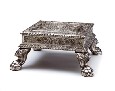 Footstool, by Chhaganlal Tribhuvan and Vrajal Tribhuvan. Baroda, India, 20th century