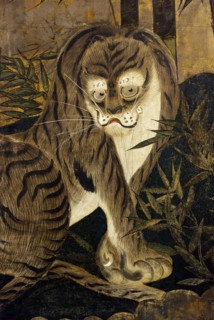Tiger, depicted on a painted screen. Japan, 17th century