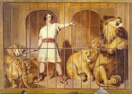 Mr Van Amburgh with trained lions and tigers. Europe, 18th-19th century