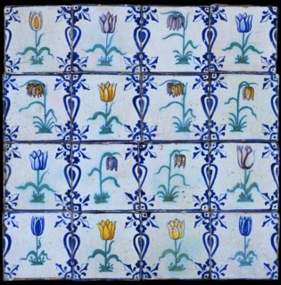 Panel of 12 tiles. Holland, early 17th century