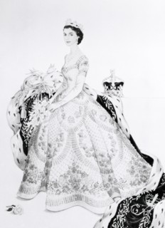 Croquis du couronnement de la reine Elisabeth II