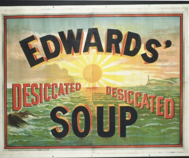 Affiche publicitaire pour des soupes déshydratées